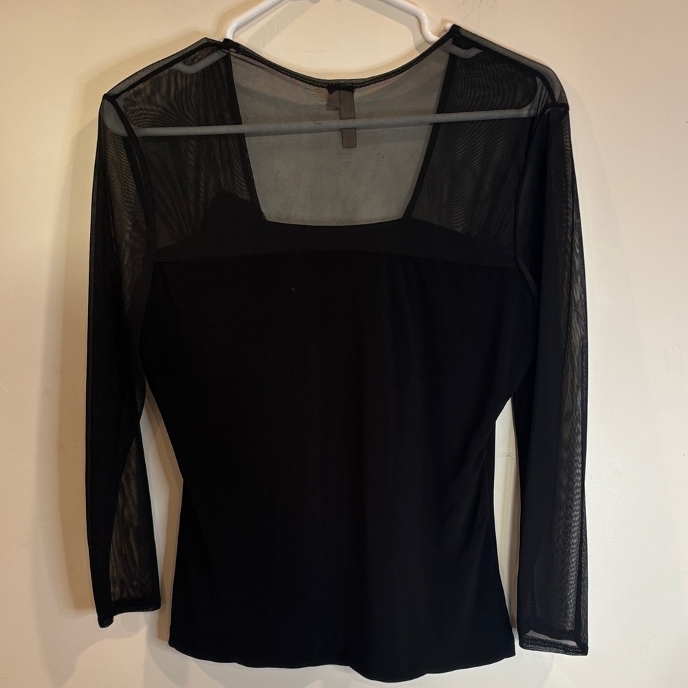 Susan Lawrence Black Sheer Sleeve Blouse - Picture 6 of 6
